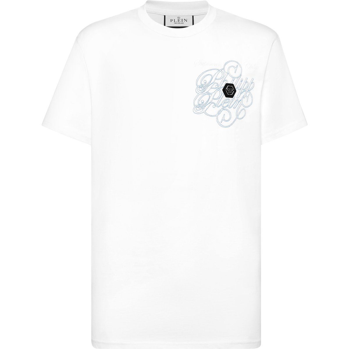 Baumwoll-T-Shirt mit Logo-Grafik und Schmucksteinen