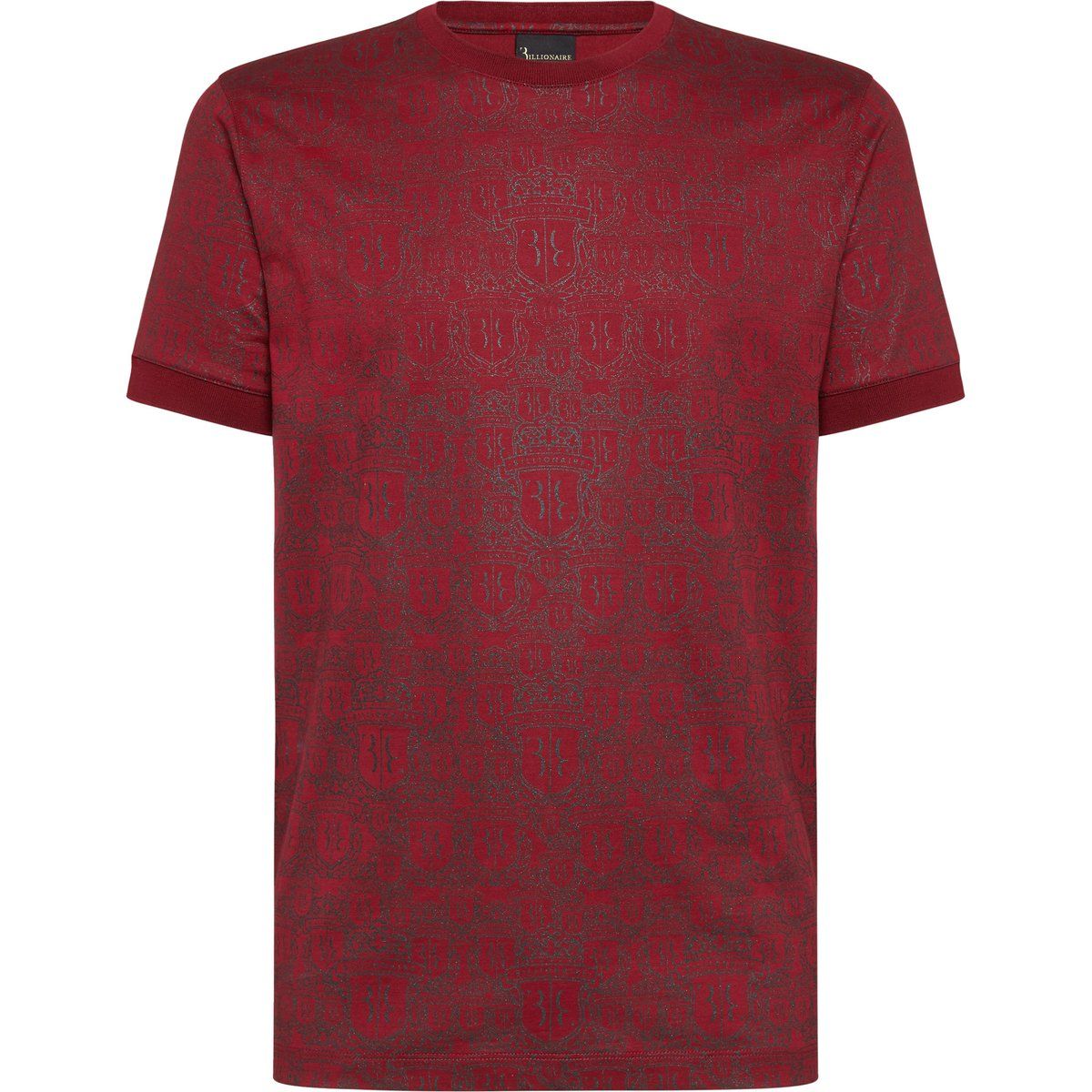 Baumwoll T-Shirt mit Wappen Allover-Print