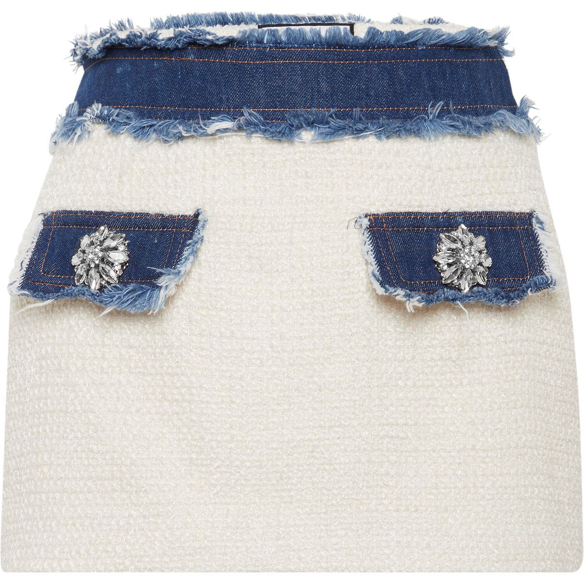 Tweed Minirock mit Denim Details