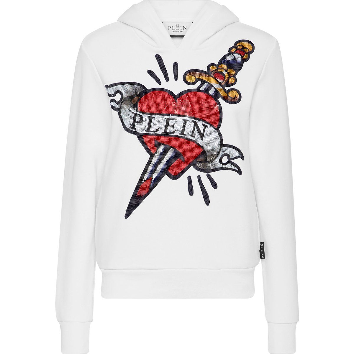 Kapuzenpullover mit Strass-Herz-Tattoo