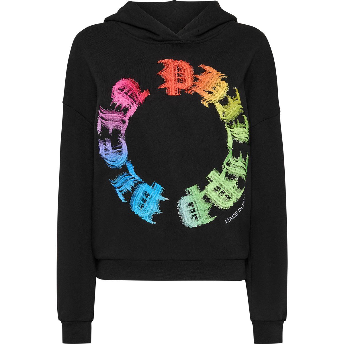 Kapuzenpullover aus Baumwolle mit Regenbogen-Logoprint