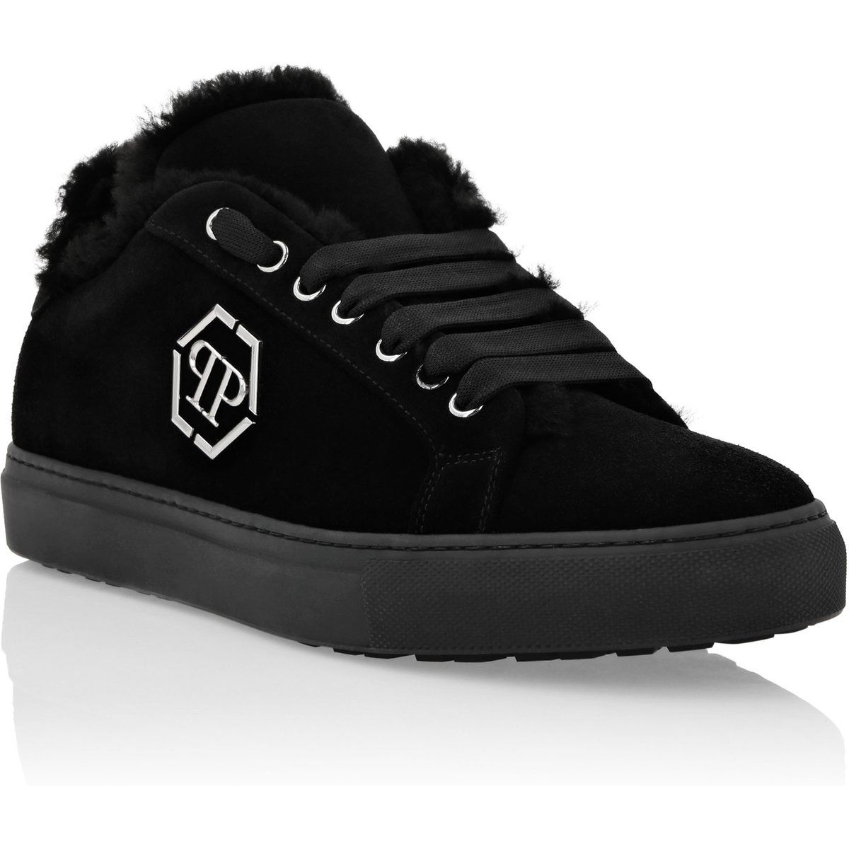 Low-Top-Sneakers mit Shearlingbesatz