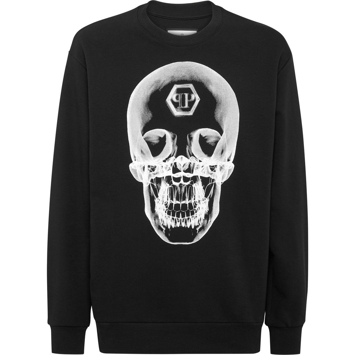 Baumwollfleece-Sweatshirt mit Totenkopf-Grafik