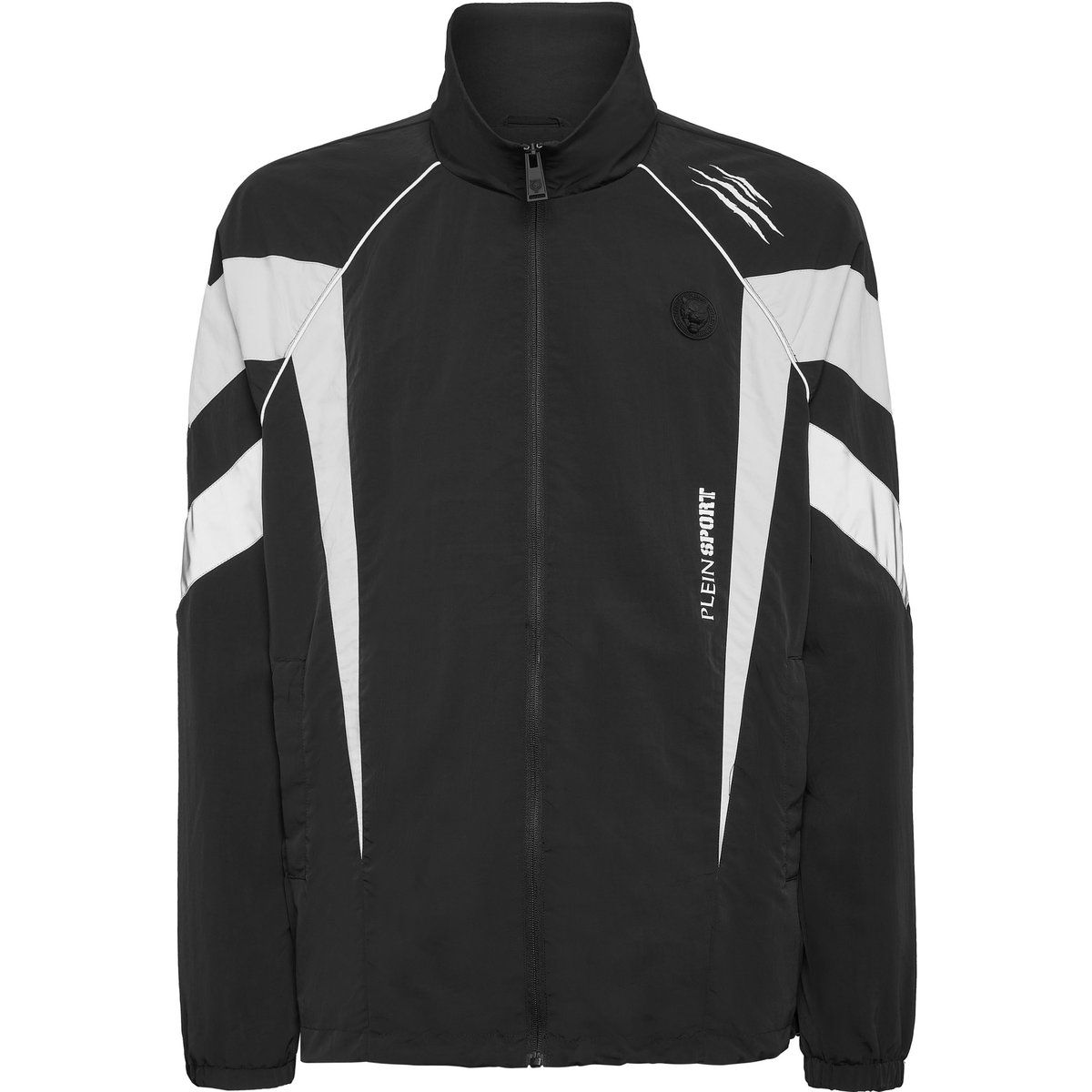 Schwarze Windjacke mit reflektierenden Details