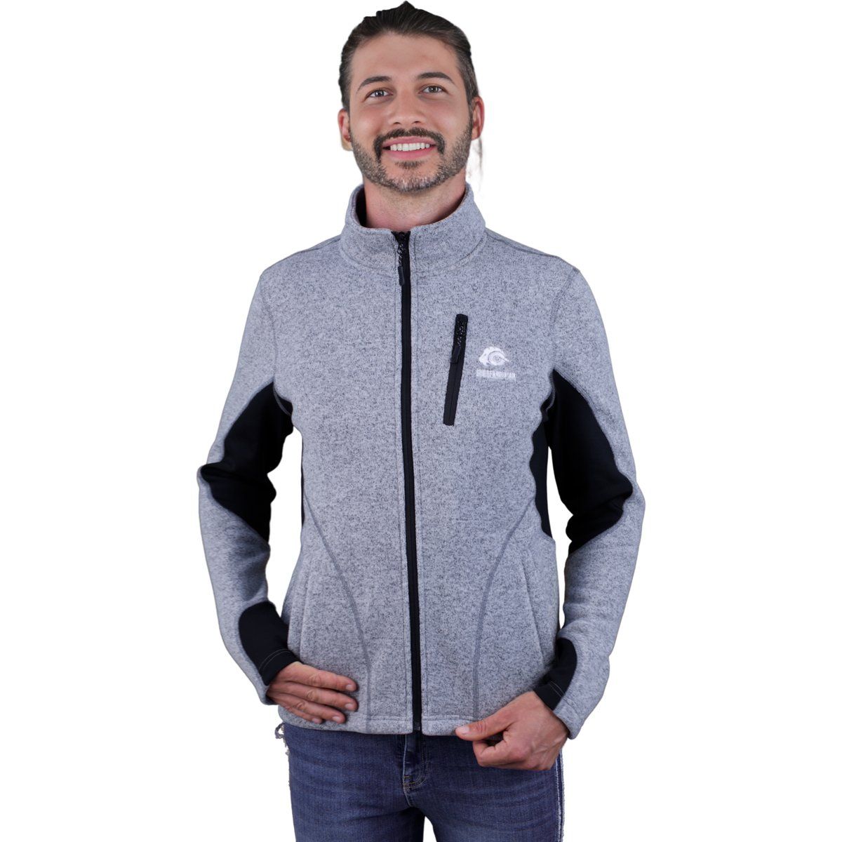 Herren Fleecejacke Grau meliert
