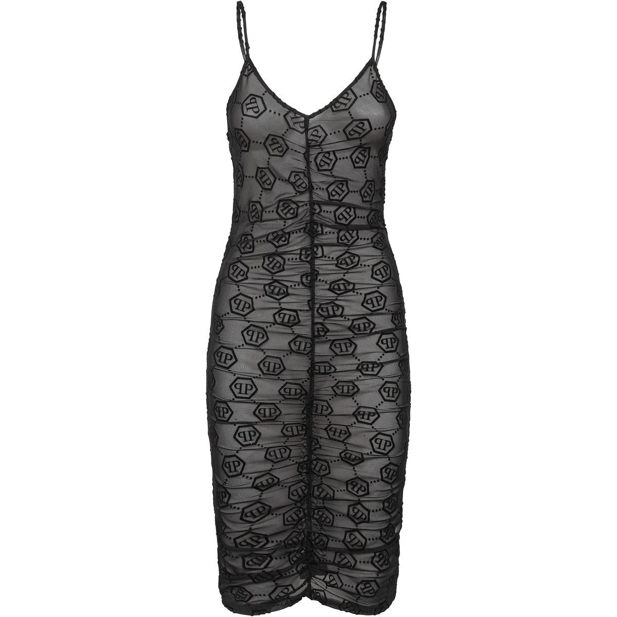 Tüll Slip Minikleid mit Monogrammuster