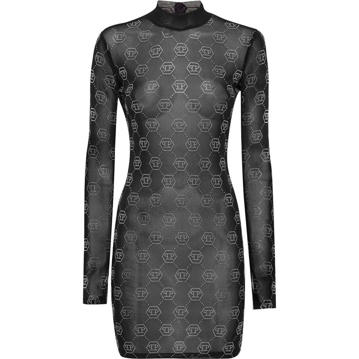 Transparentes, langärmliges Monogramm-Minikleid