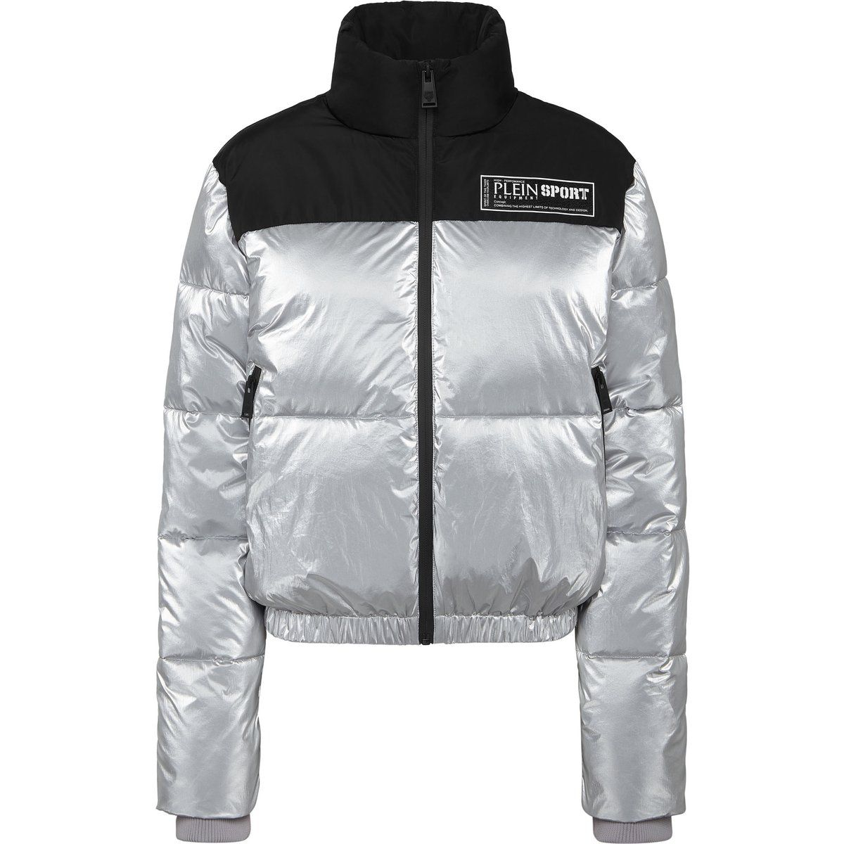 Gesteppte Metallic-Colorblock-Jacke
