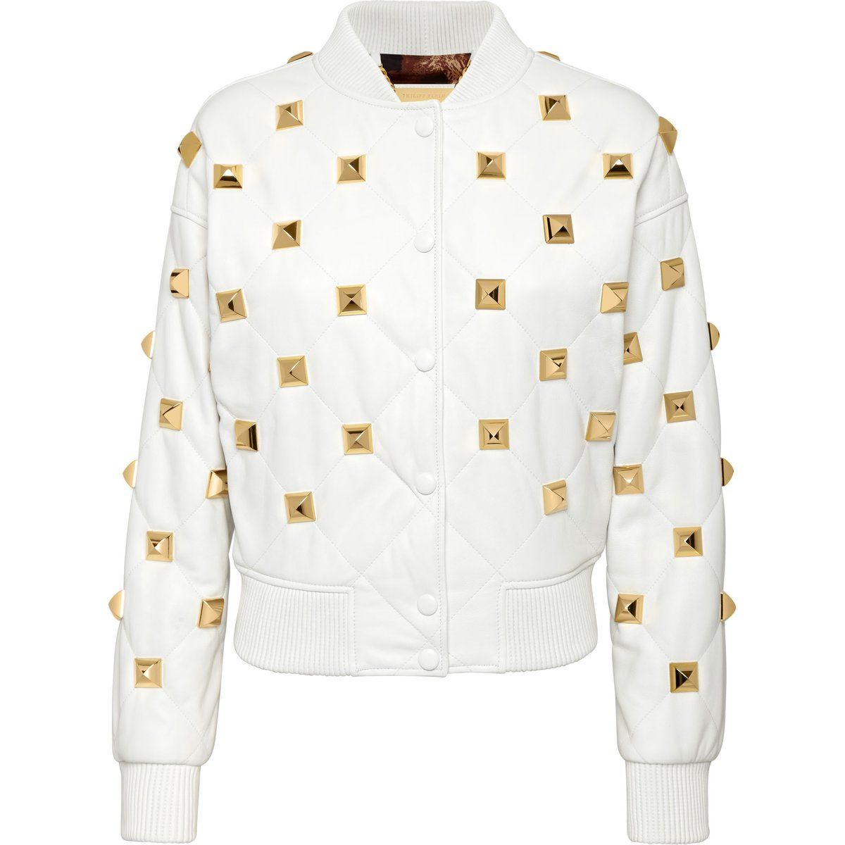 Gesteppter Lederblouson mit Nieten