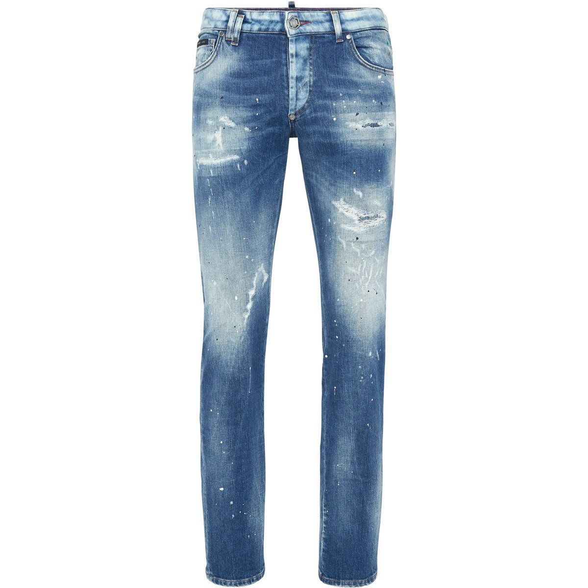 Denim-Jeans mit Distressed-Effekt und gerader Passform