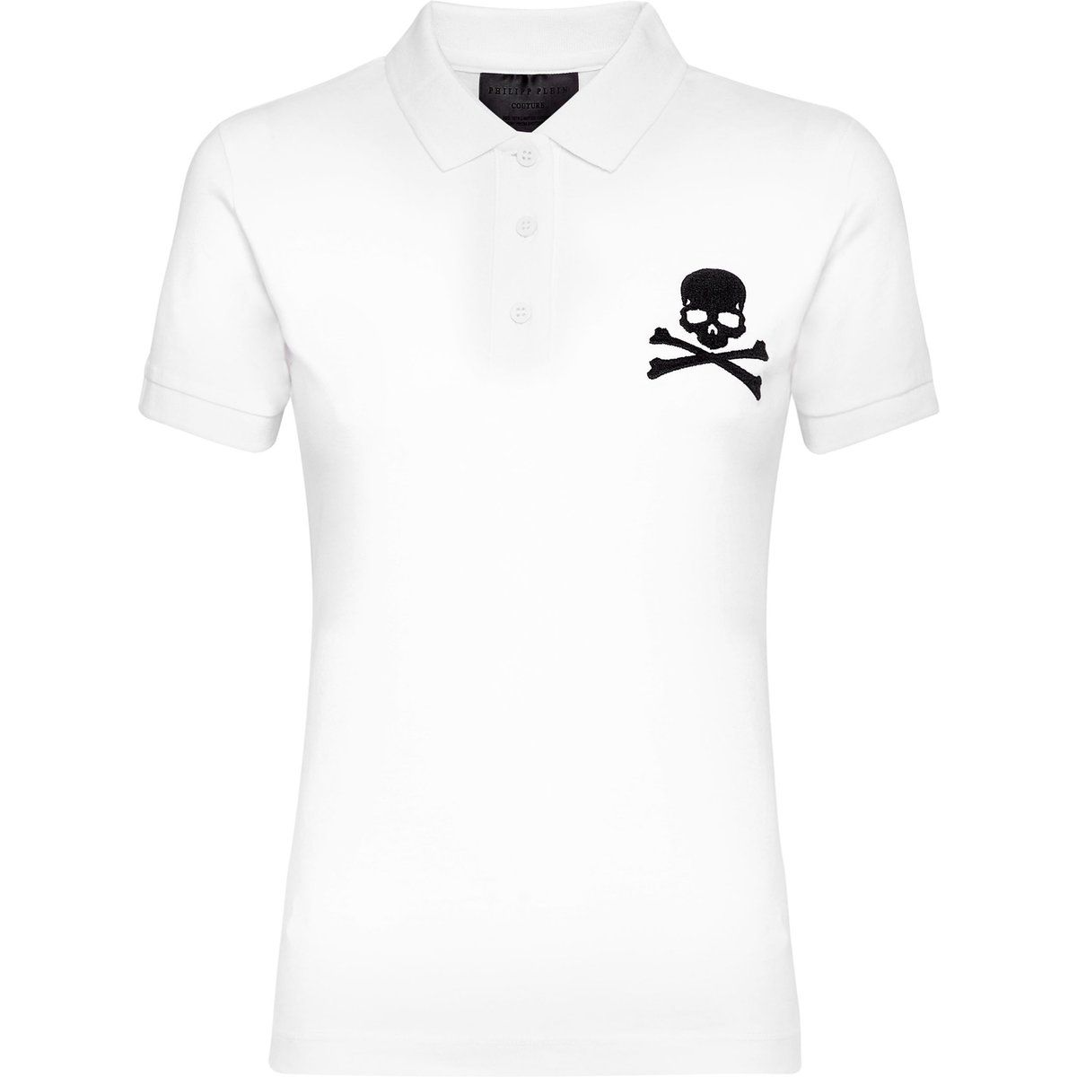 Polo-Oberteil mit Totenkopf-Stickerei