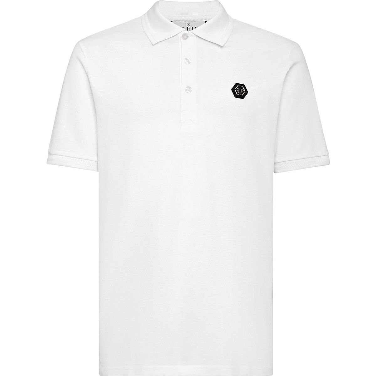 Klassisches weißes Baumwoll-Piqué-Poloshirt