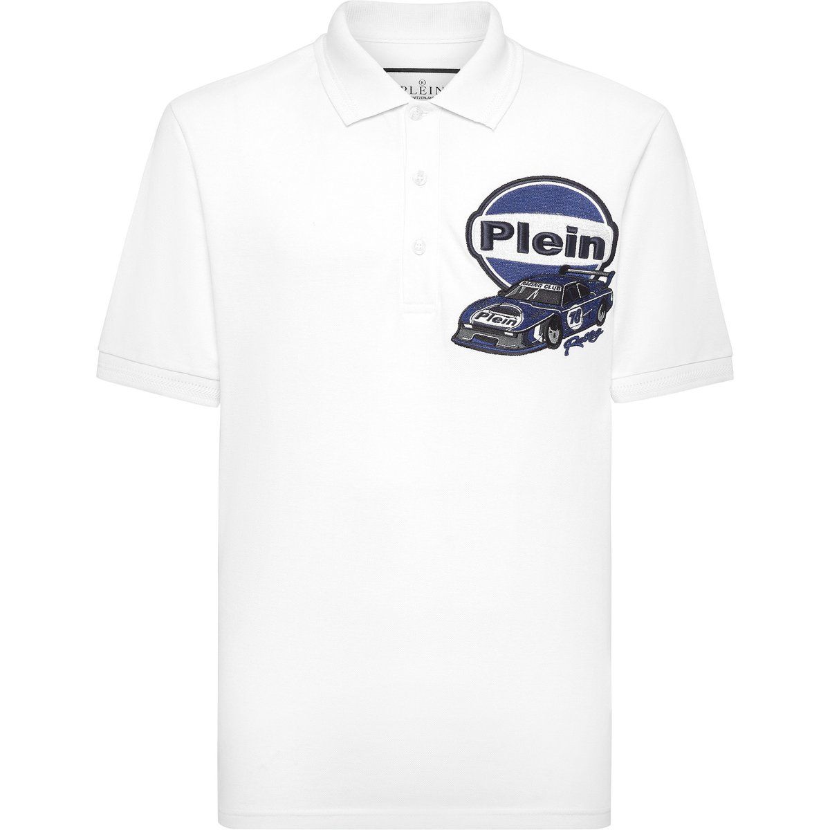 Baumwoll-Piqué Poloshirt mit Renn-Grafik
