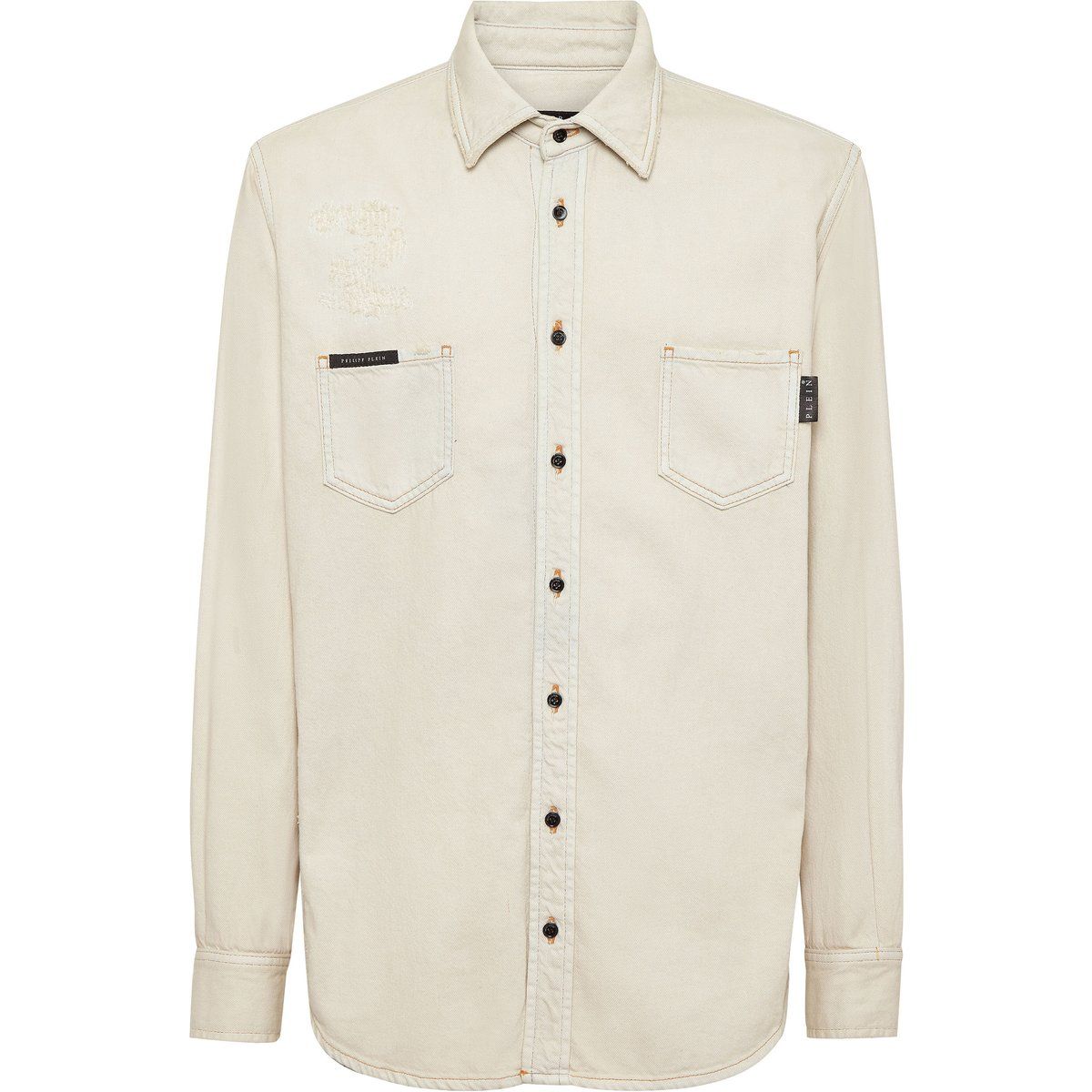 Lässiges Jeanshemd mit Used-Effekt und Taschen