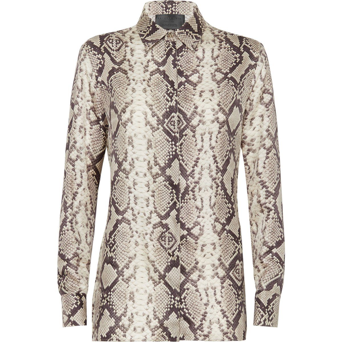 Seidenbluse mit Schlangenmuster und langen Ärmeln