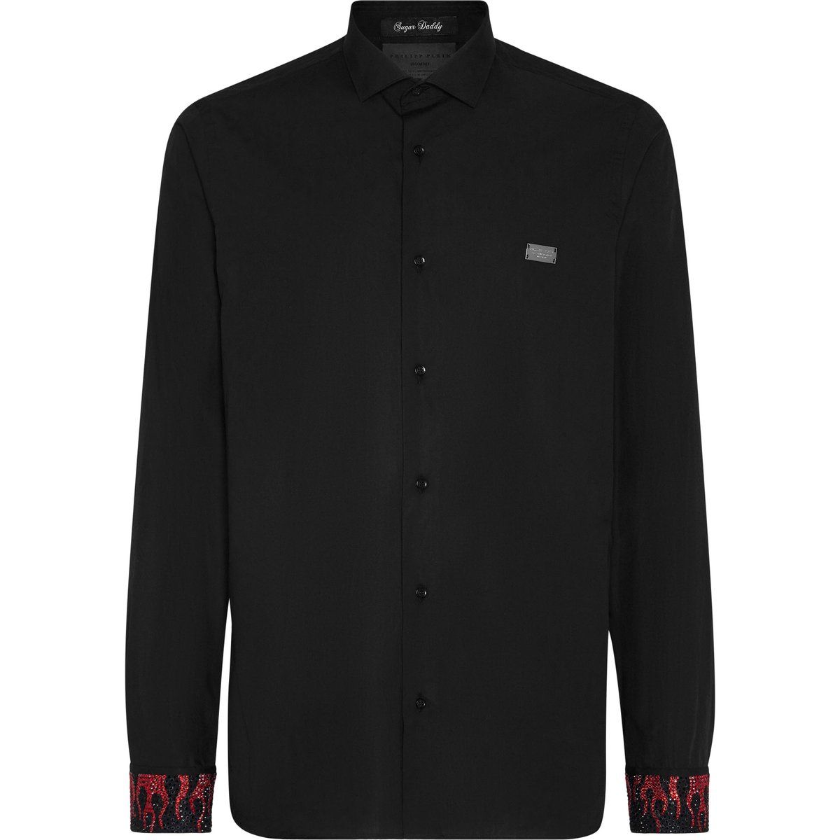 Slim Fit Hemd mit Flammenmanschetten