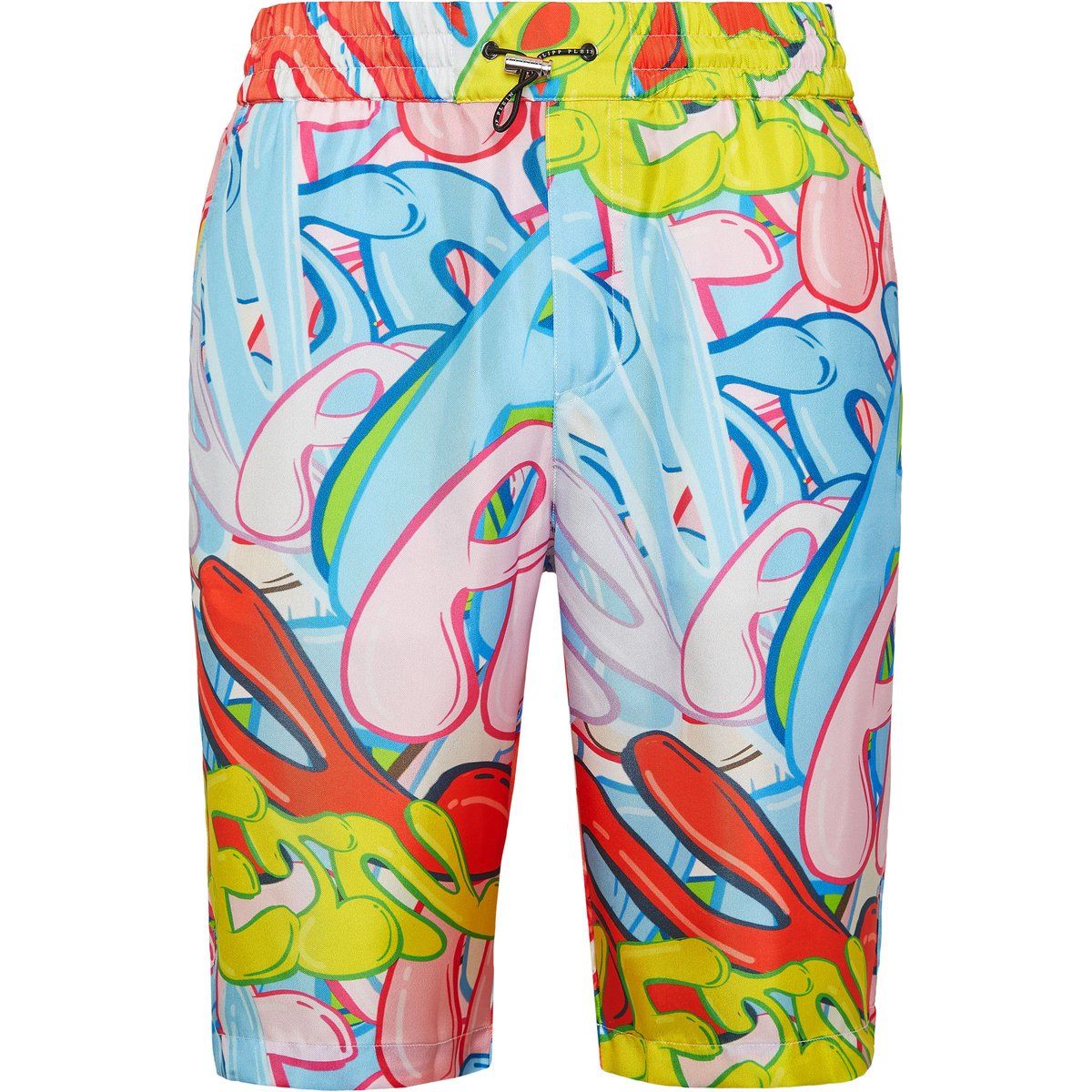 Bunte Bermuda Shorts mit Graffiti-Print