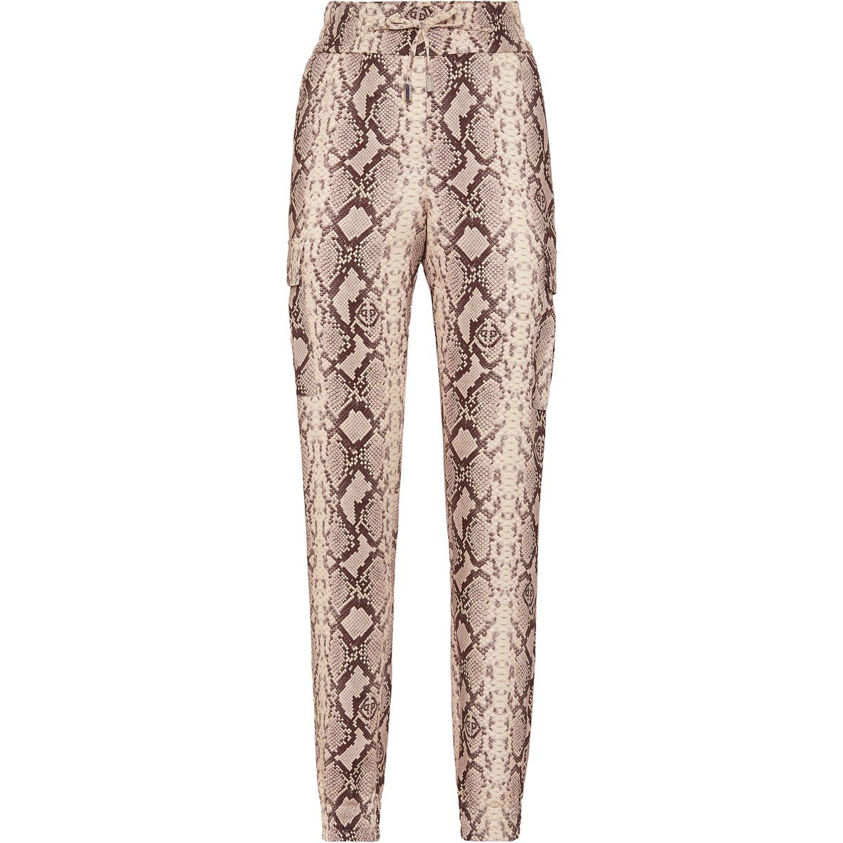 Satin-Cargohose mit Python-Print