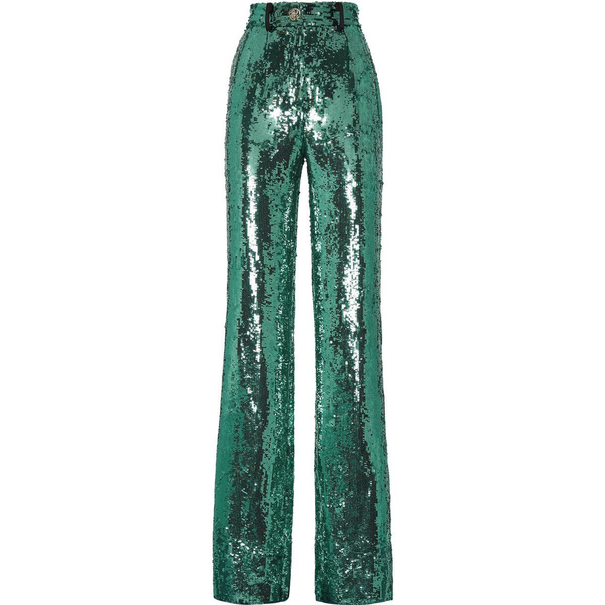 Grüne Pailletten-Palazzo-Hose mit Hoher Taille