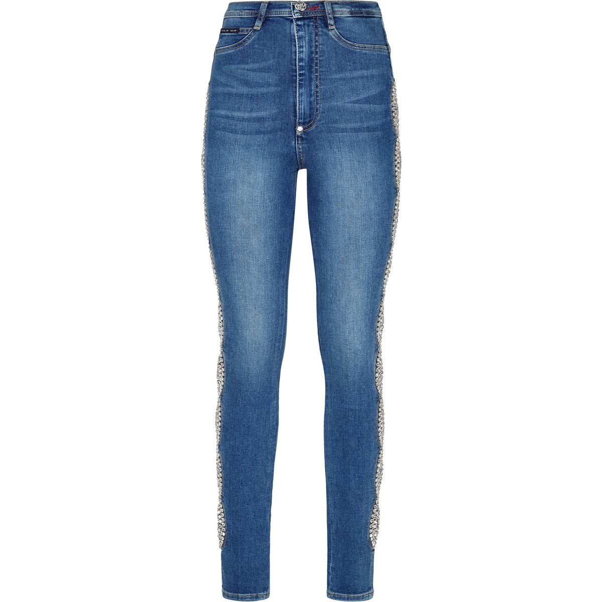 Strassverzierte hochtaillierte Jeggings