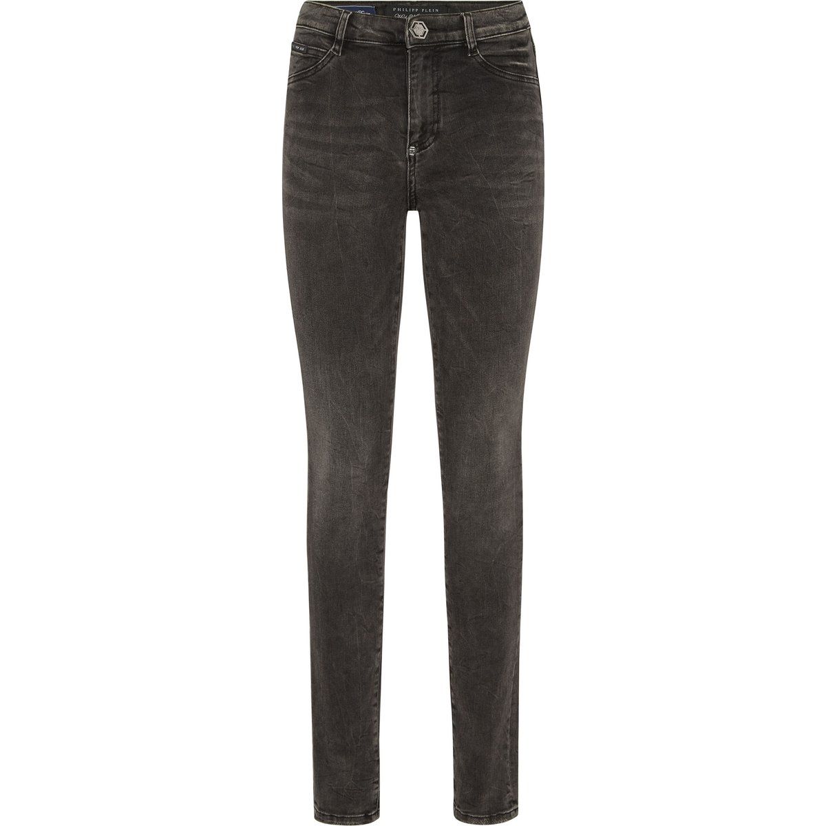 High-Waist Jeggings mit Logo-Stickerei