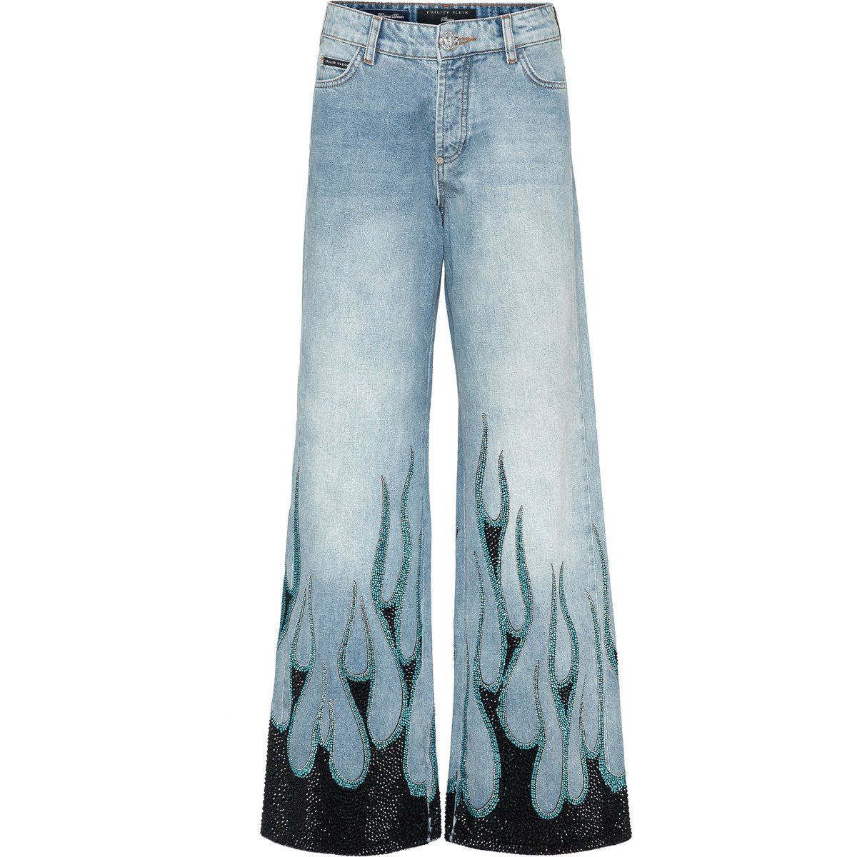 Weit geschnittene Jeans mit Flammenmuster