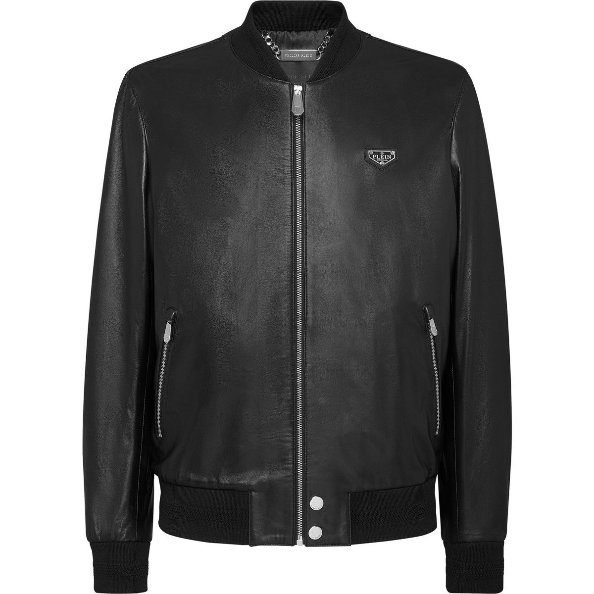 Schwarze Nappa-Leder Bomberjacke für Herren
