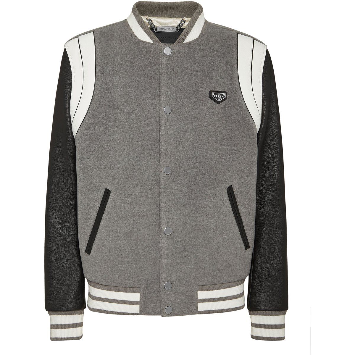 College Jacke mit Lederärmeln