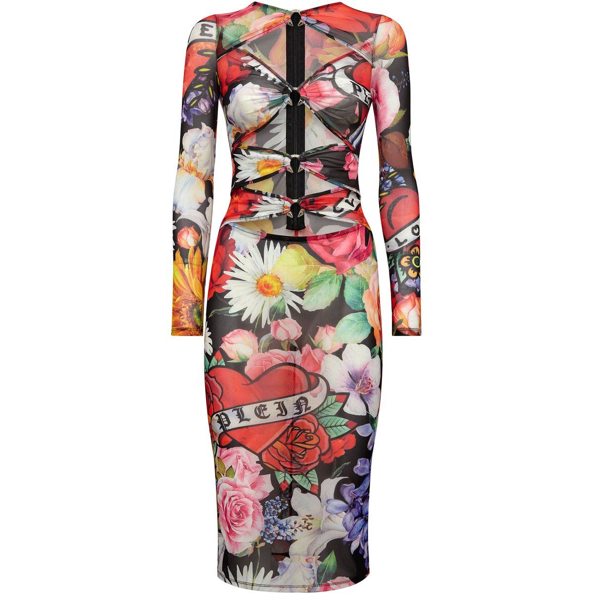 Blumenmuster-Kleid aus Mesh
