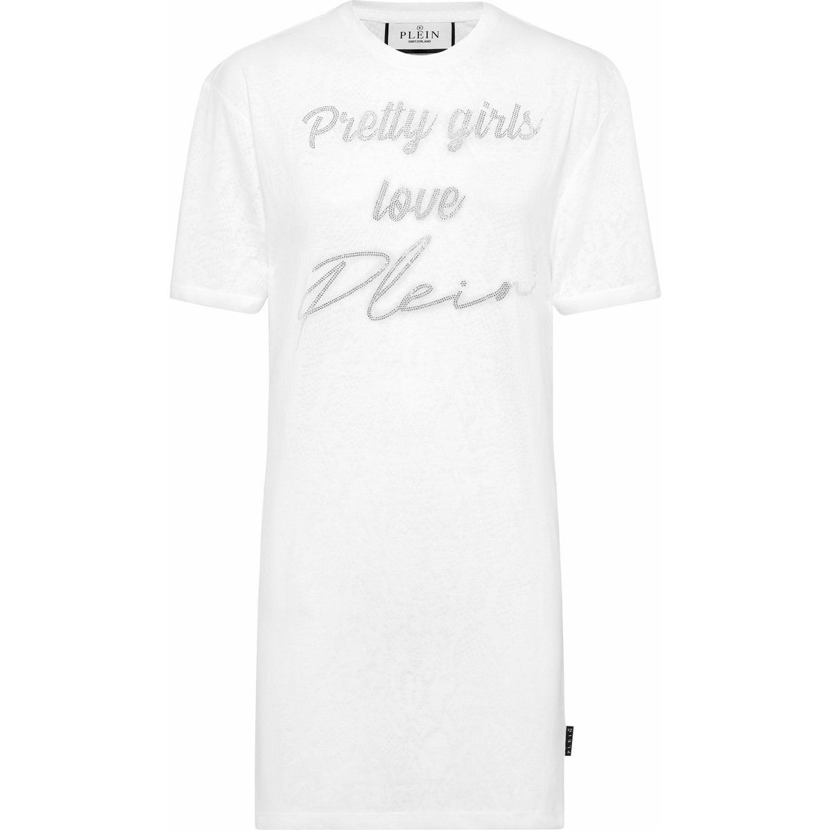 T-Shirt-Minikleid mit Strass-Schriftzug