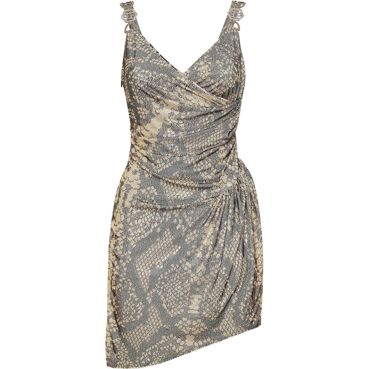 Mini-Kleid mit Python-Print und Raffungen