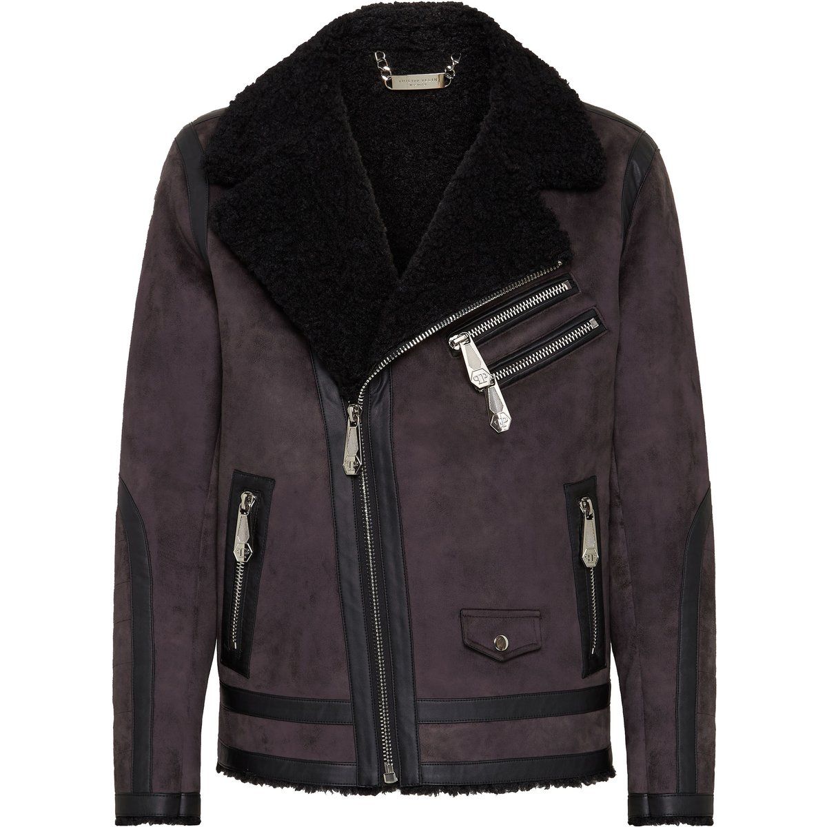Iconische Bikerjacke aus veganem Shearling