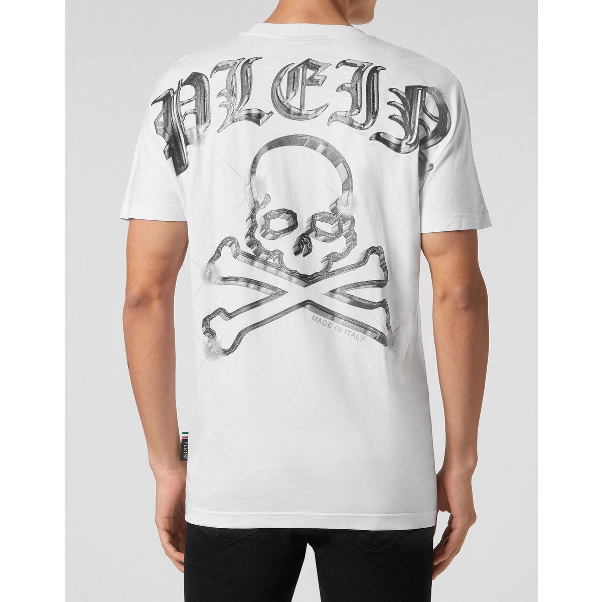 Gothic-Print T-Shirt mit Totenkopf-Folie