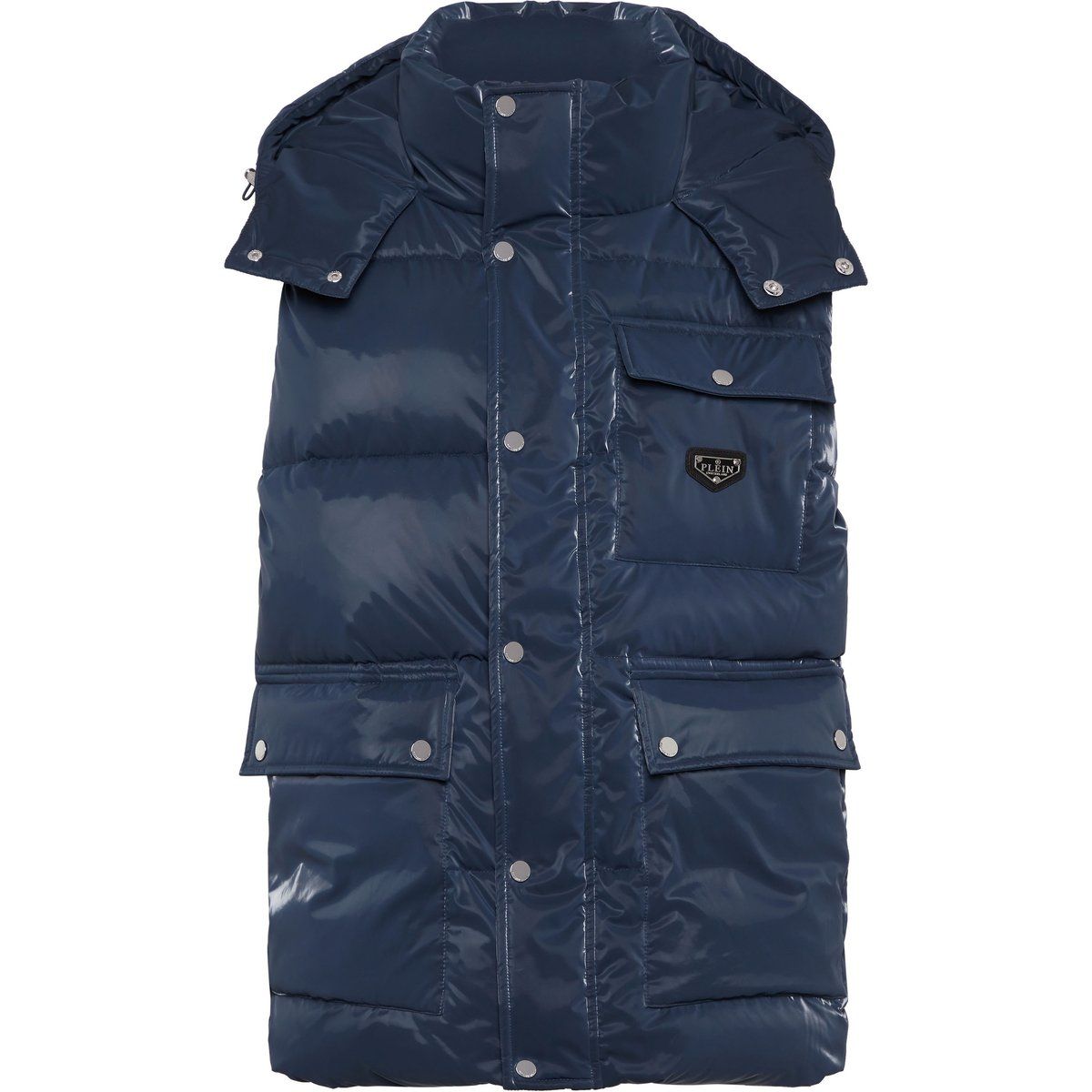 Gepolsterte hochglänzende Daunenweste aus Nylon