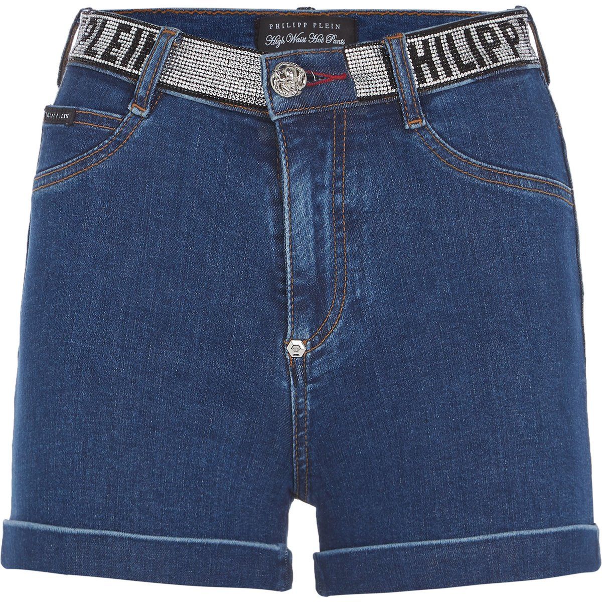 Stone Washed Denimshorts mit Logobund