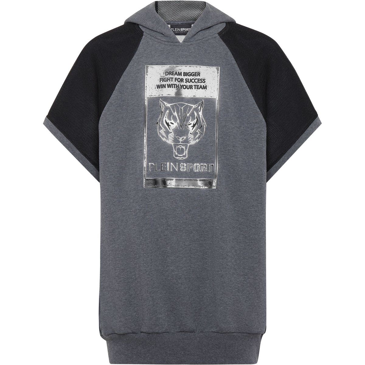 Sportlicher Kapuzenpullover mit Grafikdruck und kurzen Ärmeln