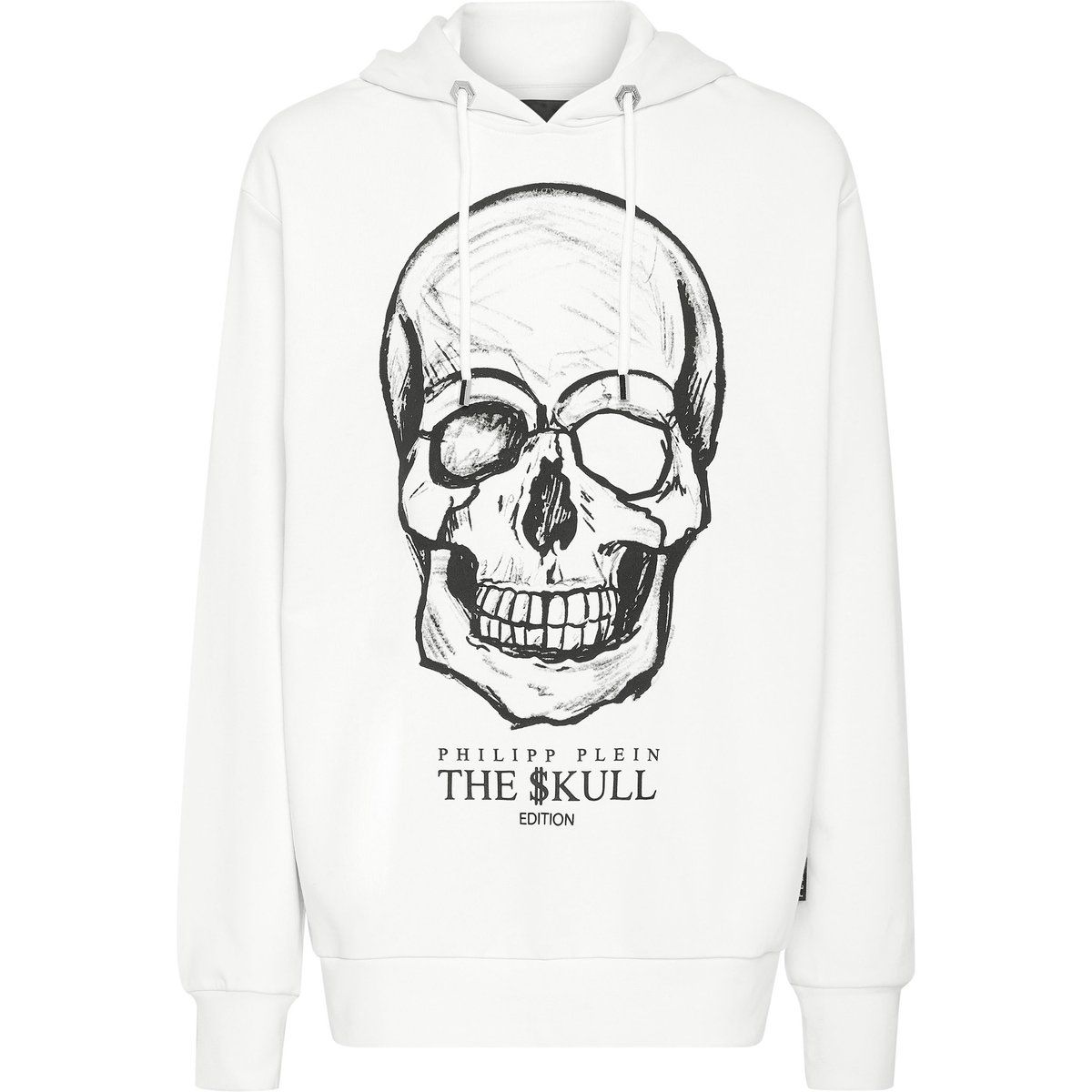 Baumwollfleece-Kapuzenpullover mit Totenkopf-Grafik