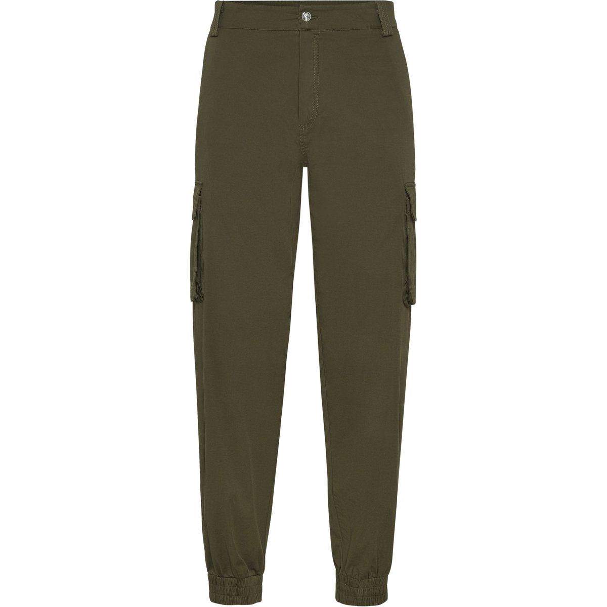 Olivgrüne Cargohose mit Bündchen