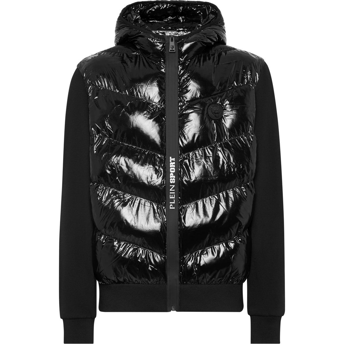 Wattierte Kapuzenjacke mit Strickärmeln