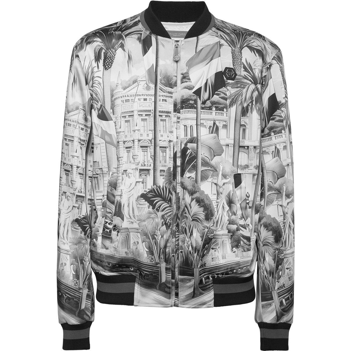 Satin Bomberjacke Cote D'azur mit Print