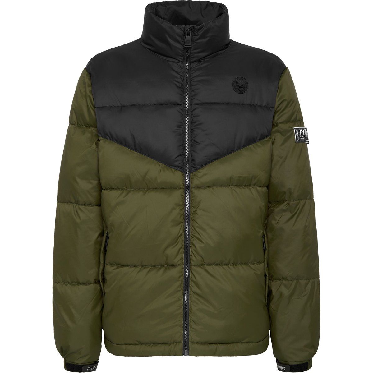 Farbblock Steppdaunenjacke