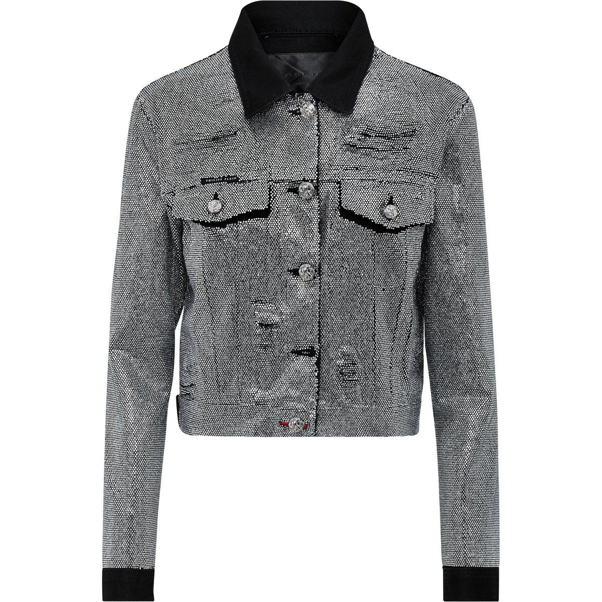 Jeansjacke mit Strassverzierungen