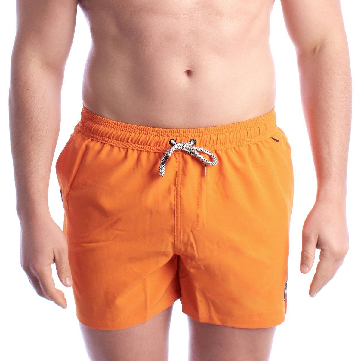 Herren Einfarbige Badeshorts mit Taschen