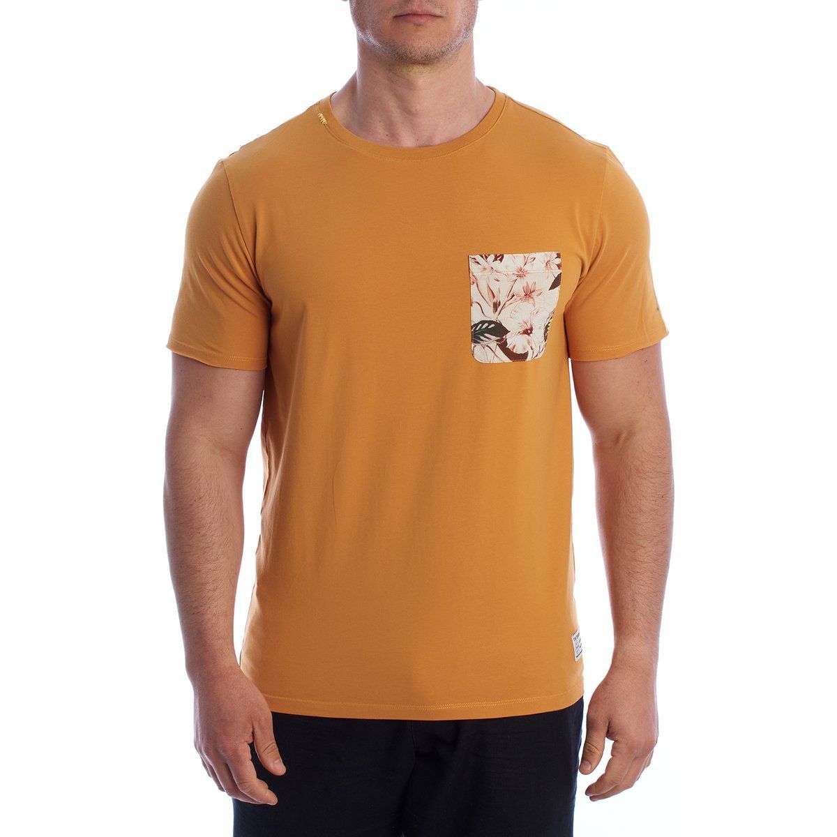 Herren Basic T-Shirt mit Blumendrucktasche