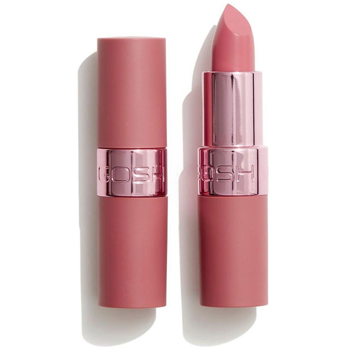 Cremiger rosiger Lippenstift mit mattem Finish