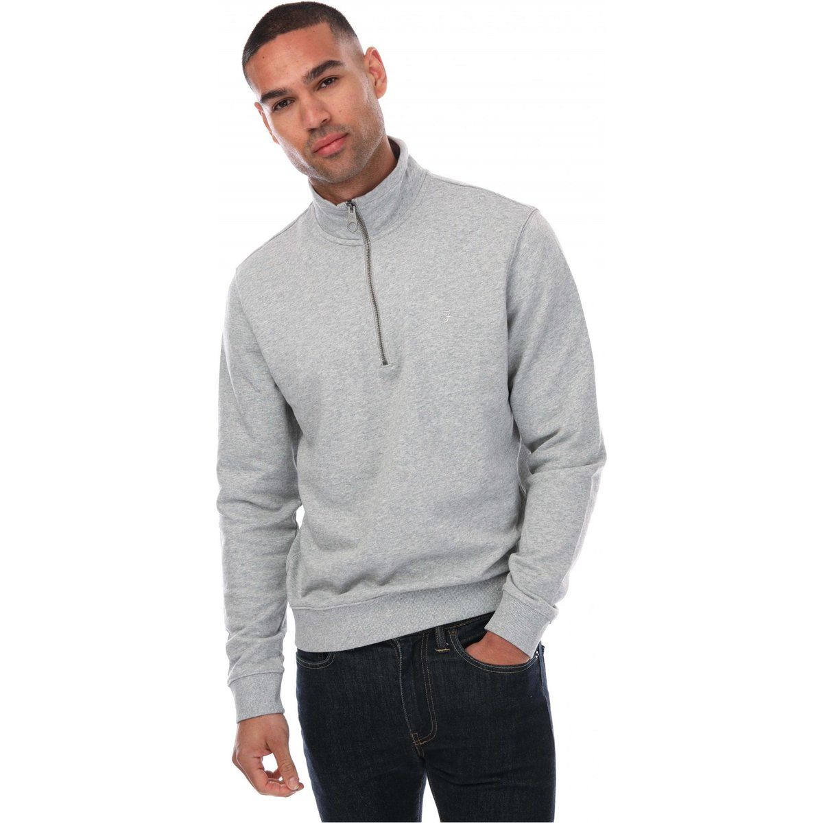 Herren Halb-Zip Sweatshirt in Grau Meliert