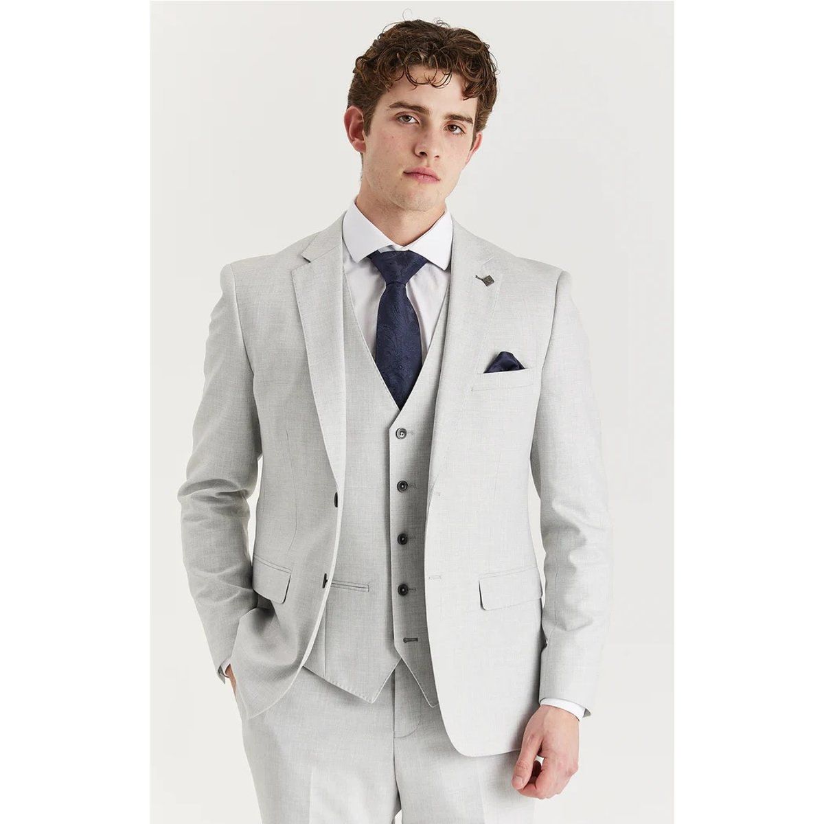 Silberner leichter Slim-Fit-Blazer für Herren