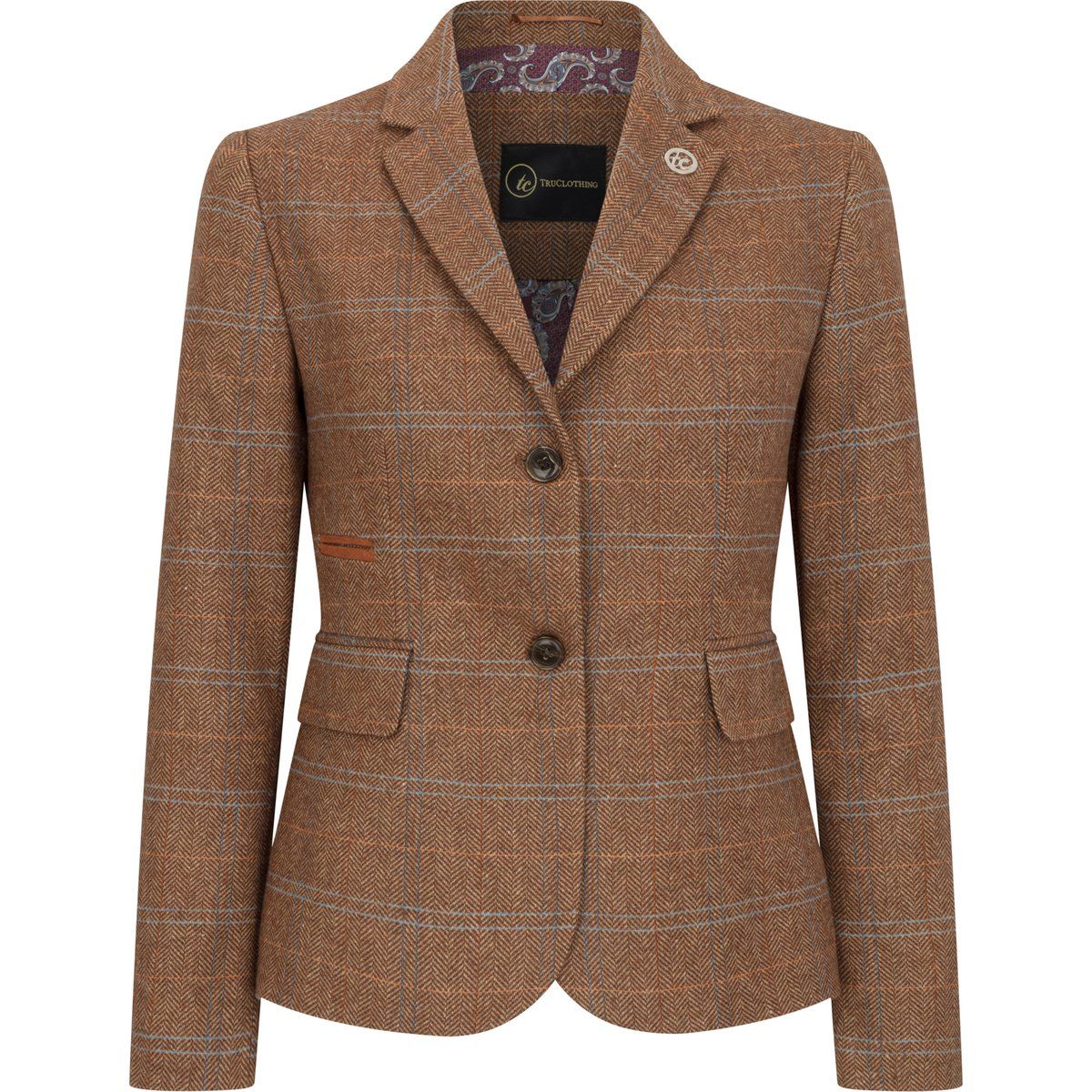 Damen Tweed Fischgrätenmuster Blazer