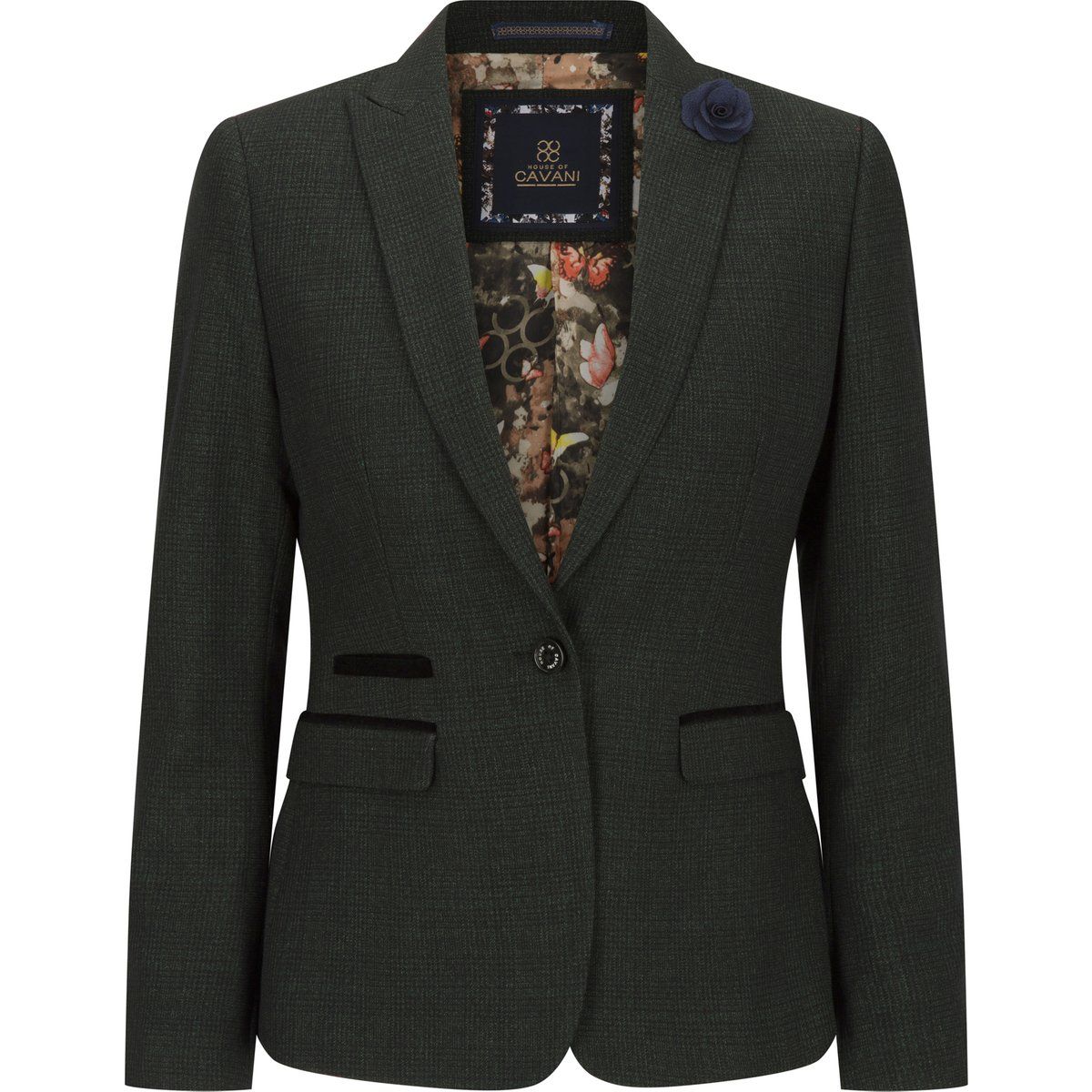 Tweed-Blazer mit Karomuster für Damen, Wollmischung