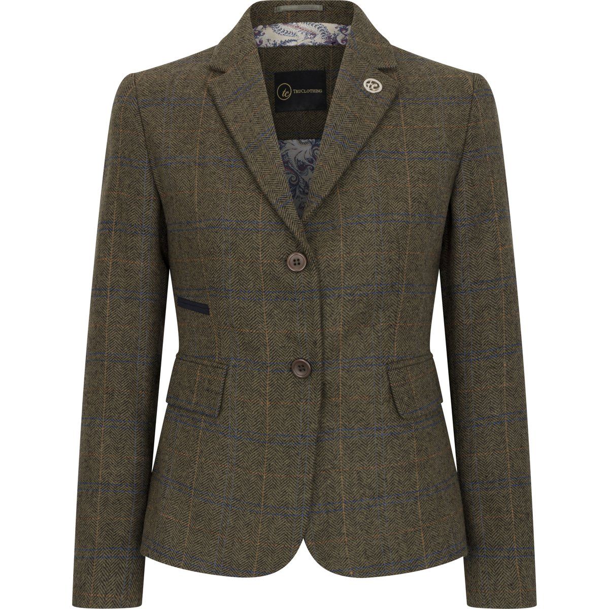 Damen Tweed-Blazer im Fischgrätenmuster, tailliert